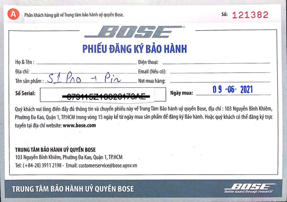 Bảo hành Bose