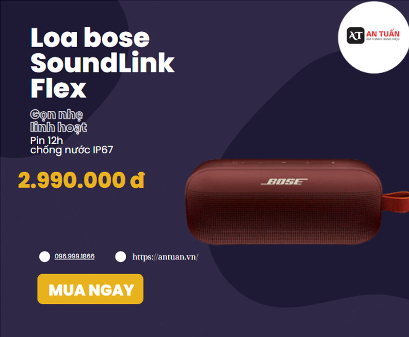 Đánh giá chi tiết Loa Bose Soundlink Flex Chính Hãng, Pin 12h, Chống Nước IP67, Bluetooth, Điều Khiển Giọng Nói